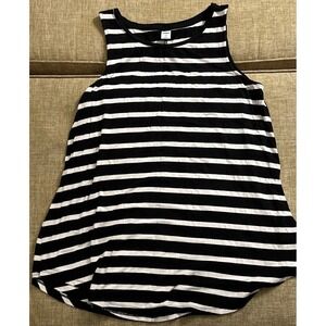 Old Navy Luxe Tank‎ Top Women's Black White Striped Sleeveless Round